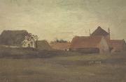 Vincent Van Gogh Farmhouses in Loosduinen near The Hague at Twilight (nn04) France oil painting reproduction
